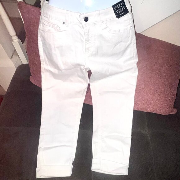 White Cuffed Jeans - Picture 1 of 3
